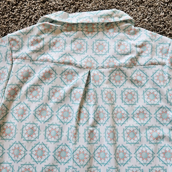 William Murray Golf Dress Womens XS Teal Geometric Floral Polo Short Sleeve - Picture 7 of 7